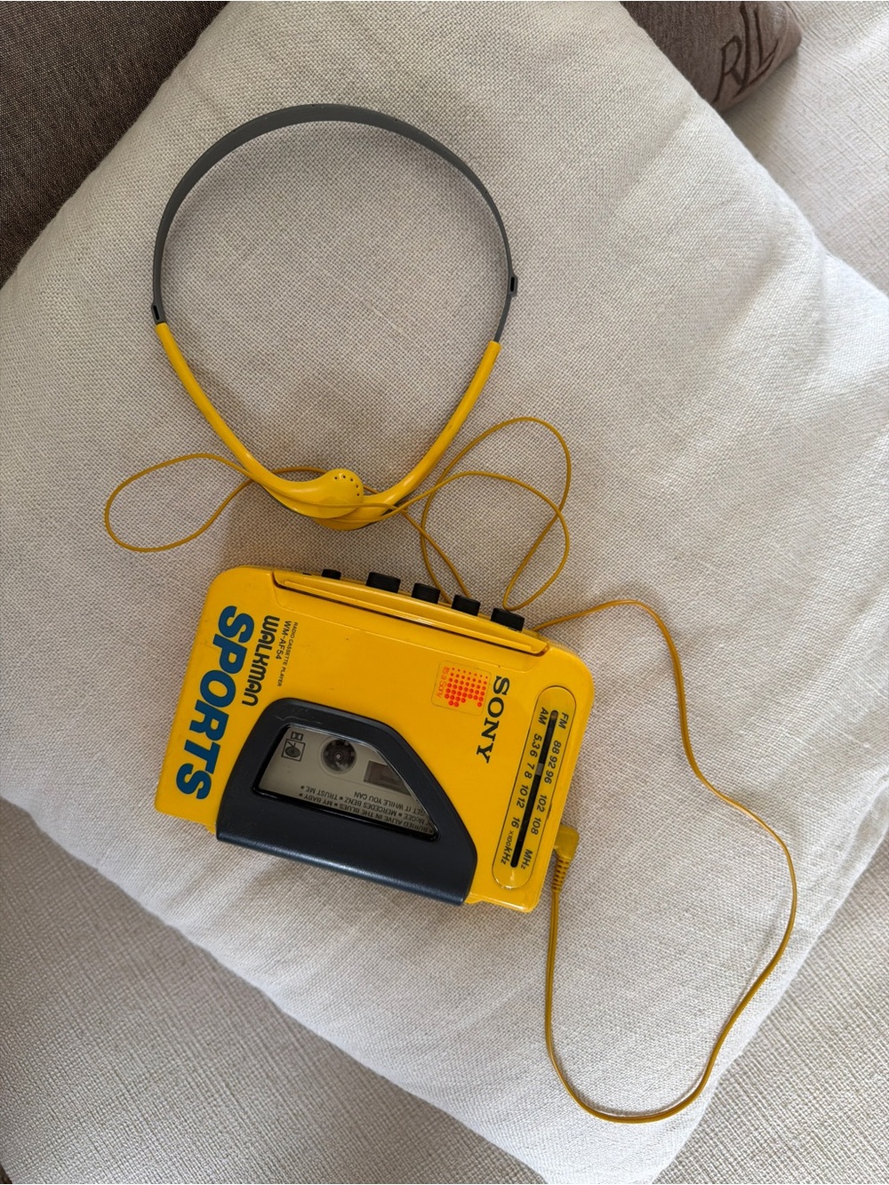 Sony Yellow Sports Portable Cassette Player with Matching Headphones